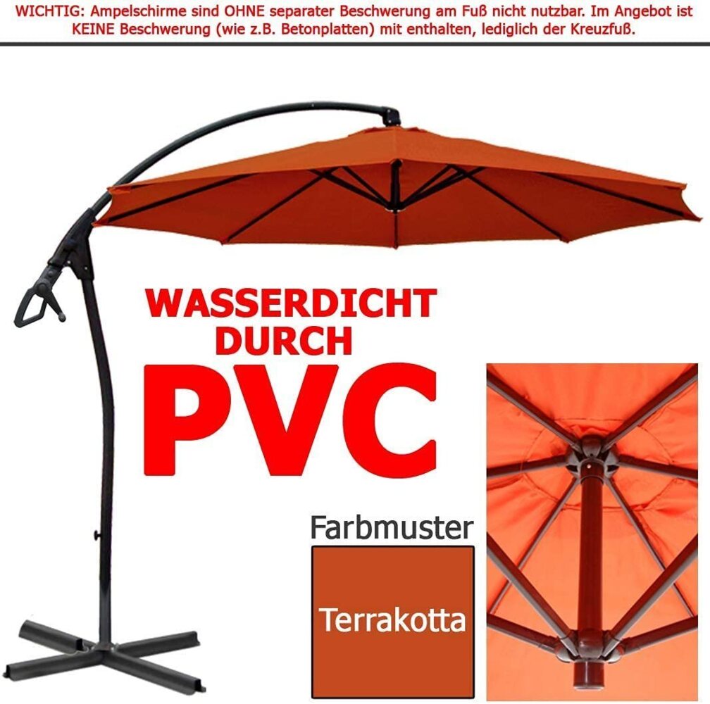 habeig Ampelschirm WASSERDICHT Ampelschirm 3m Marktschirm PVC Schirm 300cm Sonnenschirm, 100% Wasserdicht Bild 1