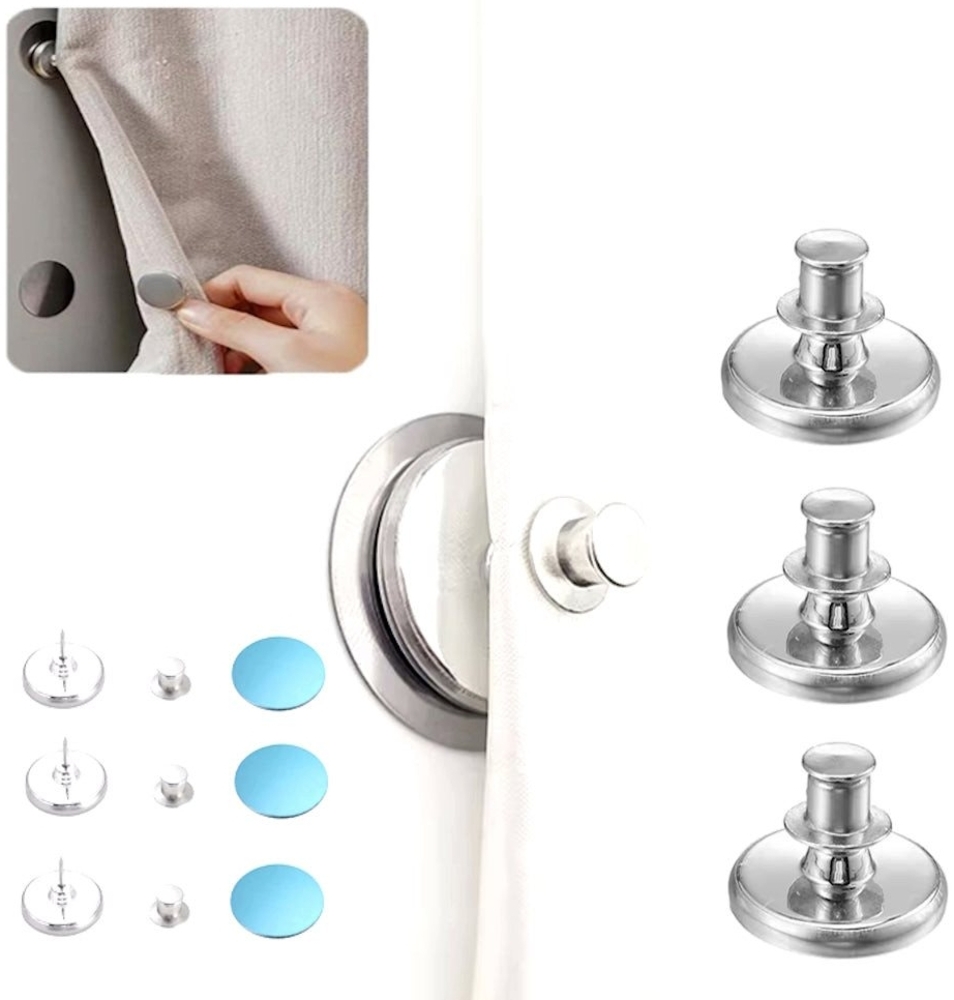 MEGAGOODS Gardinenhaken Magnet-Haken Vorhänge Raffhalter Gardinenschließe Stecker 3Paar DE, Vorhänge, (3 Paar Set, Enthält 3 Paar Magnet-Haken) Bild 1