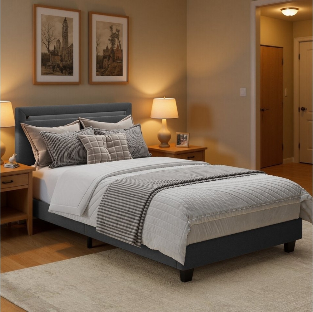 Bealife Polsterbett lsterbett Einzelbett,Bettgestell mit Kopfteil, Lichtleiste (2 Modelle (90x200, 120x200) Bild 1