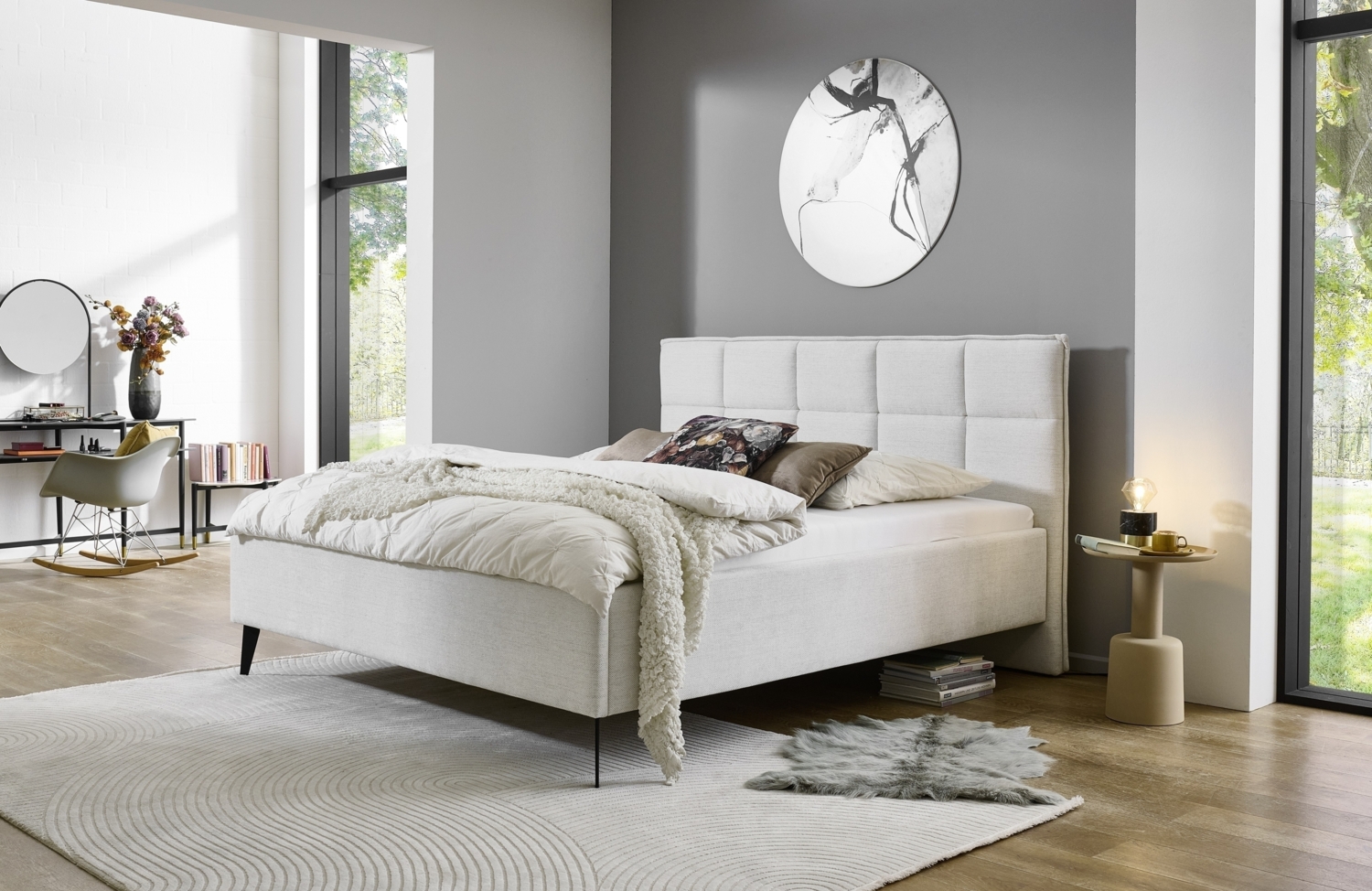 Polsterbett >Paulo mit BK< Liegefläche 180x200 cm, Beige, Stellmaß: 202x120x213cm (BxHxT) Bild 1