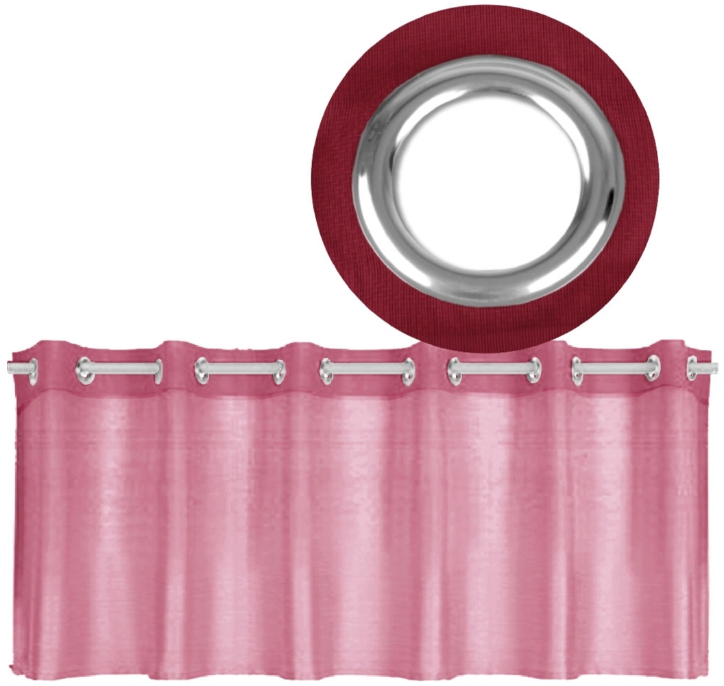Ösen-Bistrogardine in B160cm x L60cm, transparente uni Scheibengardine Voile in vielen verschiedenen Farben erhältlich (bordaux - beere) Bild 1