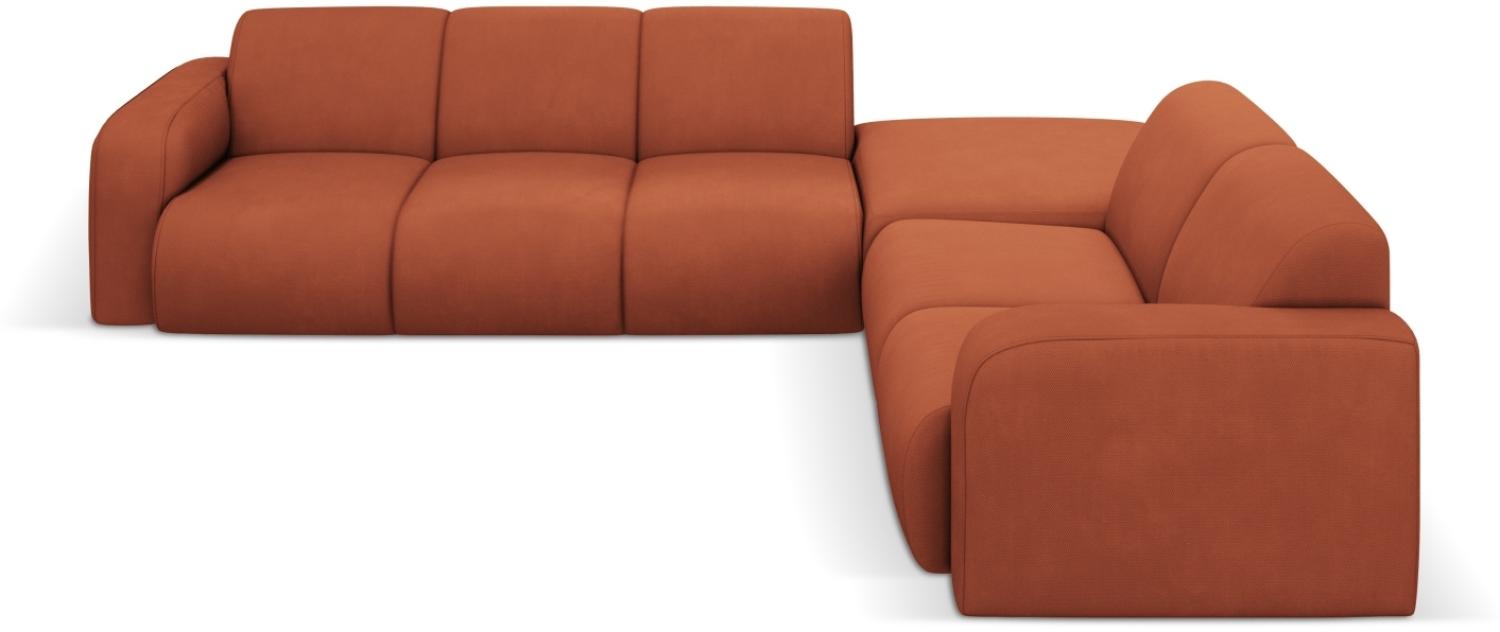 Micadoni Boucle Ecksofa Molino 6-Sitzer Rechts Strukturierter Stoff Orange Bild 1