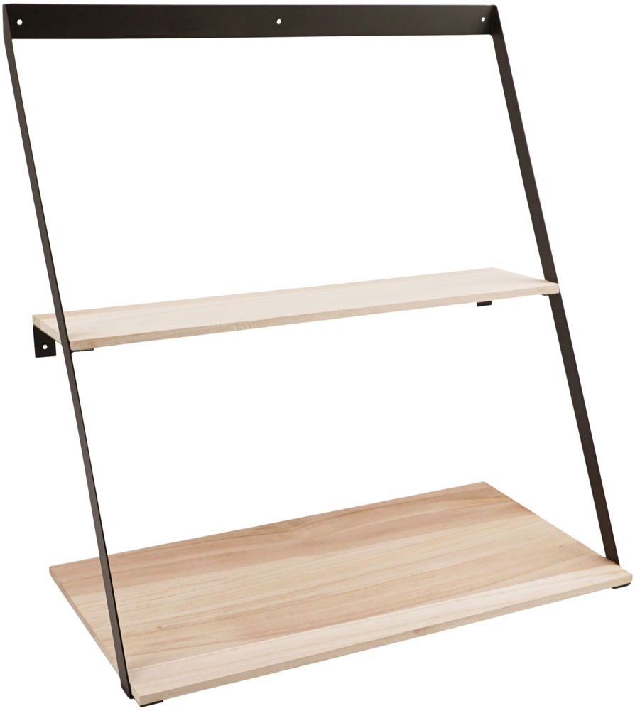 Wandregal, Stahl, Kiefernholz, 50 x 21 x 52 cm Bild 1