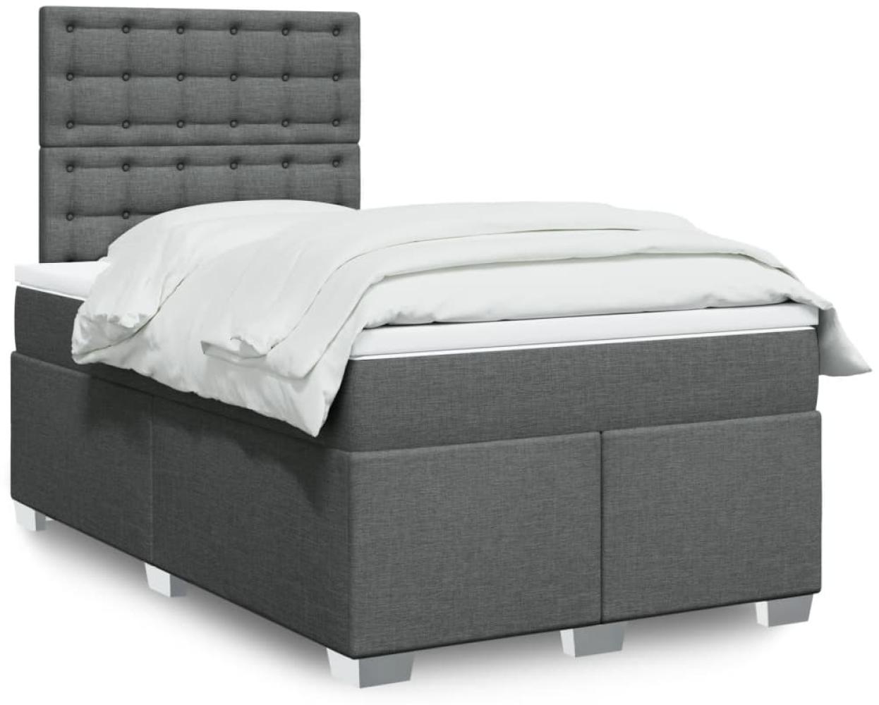 vidaXL Boxspringbett mit Matratze Dunkelgrau 120x190 cm Stoff 3292742 Bild 1