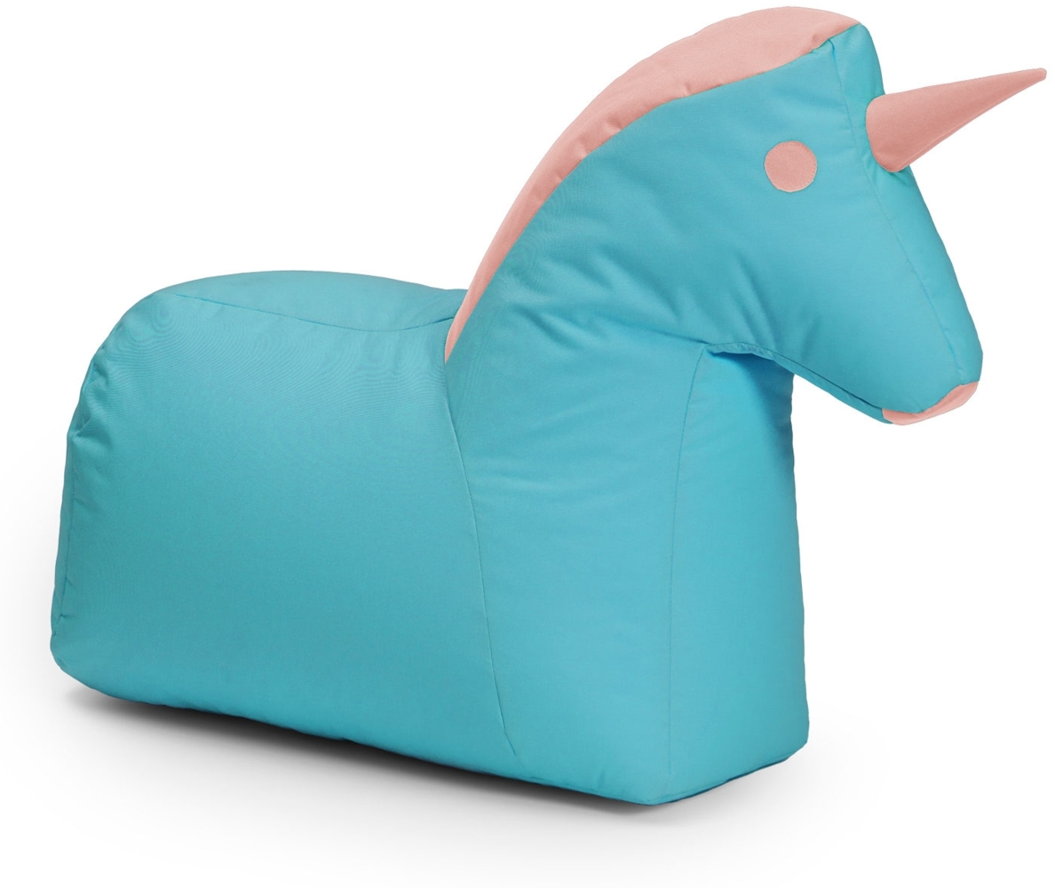 LUMALAND Kindersitzsack Animal Line Einhorn (120 L) - indoor & outdoor - Türkis/Pastell Pink Bild 1