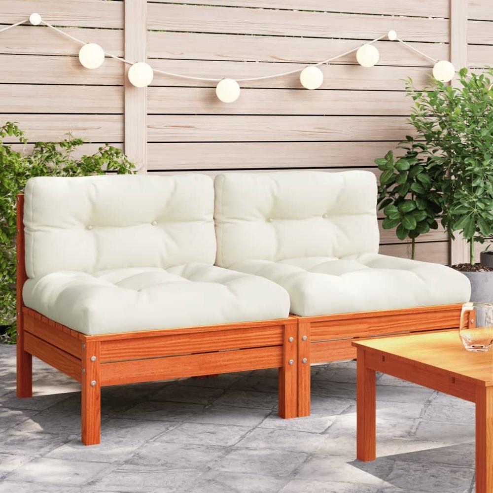 vidaXL Gartensofa ohne Armlehnen mit Kissen 2 Stk. Wachsbraun Kiefer 838162 Bild 1