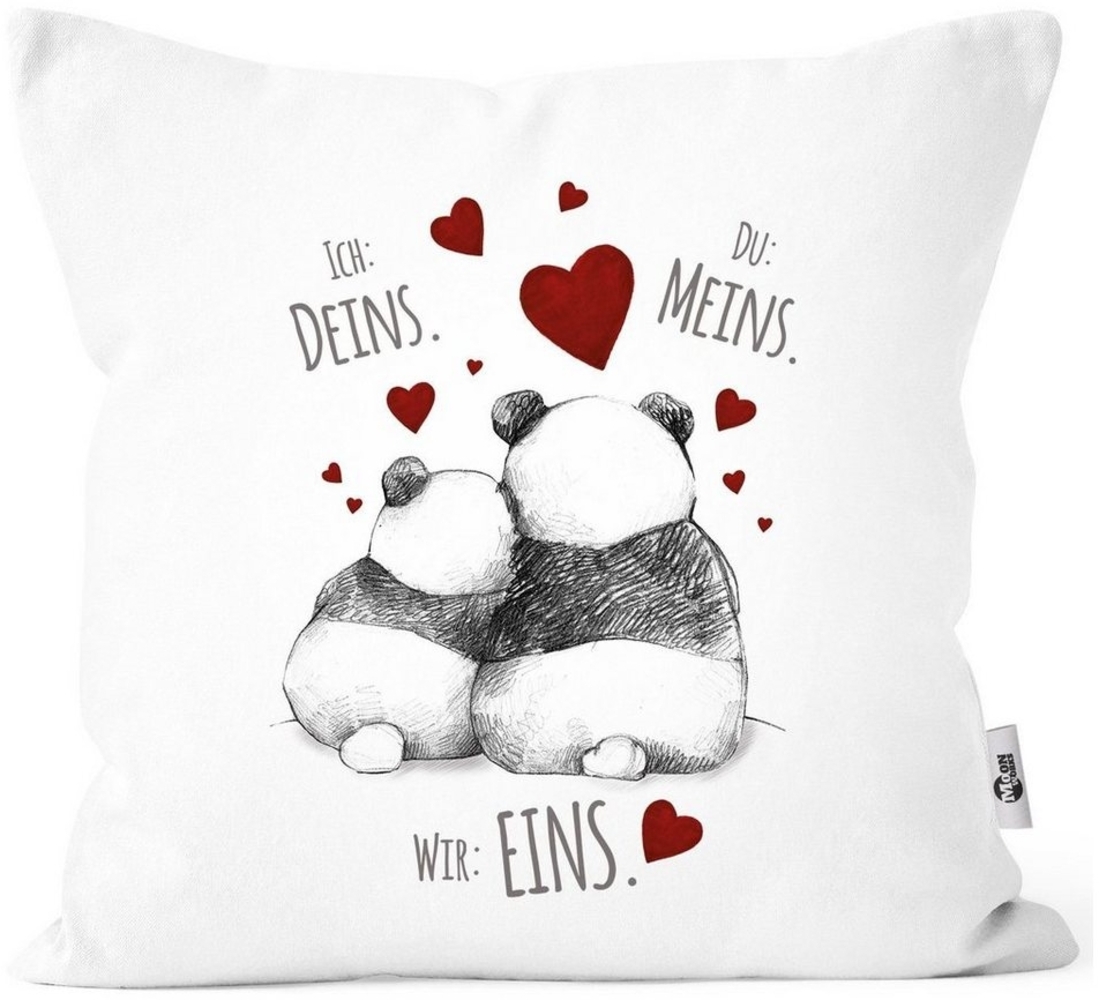 MoonWorks Dekokissen Kissenbezug Kissenhülle Panda Motiv Spruch Ich Deins Du Meins Wir Eins Liebes-Geschenk Partner Liebesbeweis Moonworks® Bild 1