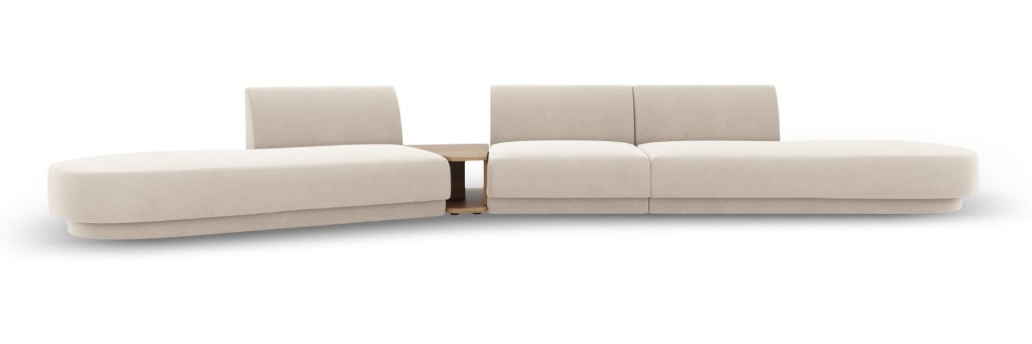 Micadoni Modulares Sofa Miley 5-Sitzer ohne Armlehnen Links Samtstoff Helles Beige Bild 1