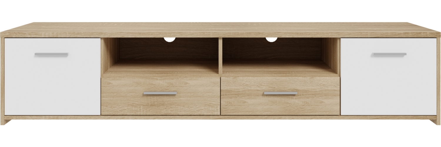 FORTE Quadro TV-Unterschrank, Holzwerkstoff, Beige/Weiß, 181,7 x 39 x 52,7 cm Bild 1