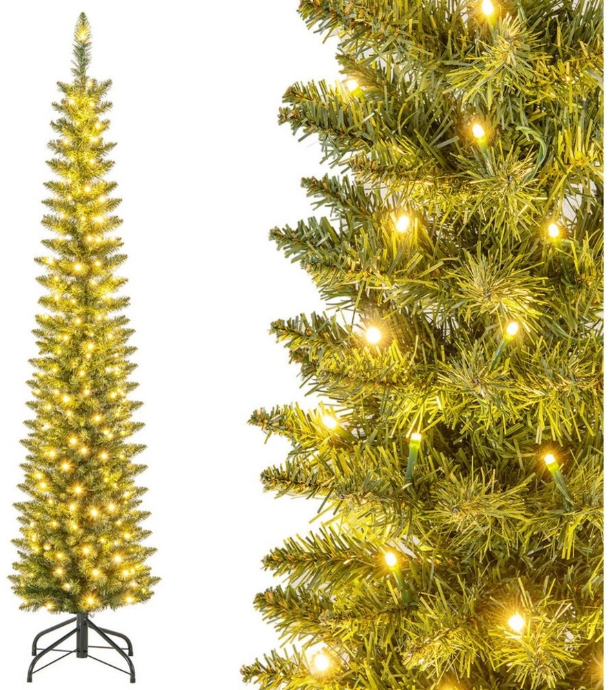 COSTWAY Künstlicher Weihnachtsbaum, Bleistift, 210cm, 180 LEDs, 499 Spitzen Bild 1