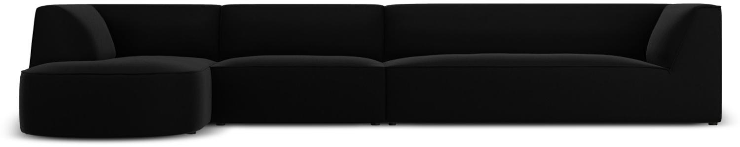 Micadoni 6-Sitzer Samtstoff Modular Ecke links Sofa Ruby | Bezug Black | Beinfarbe Black Plastic Bild 1