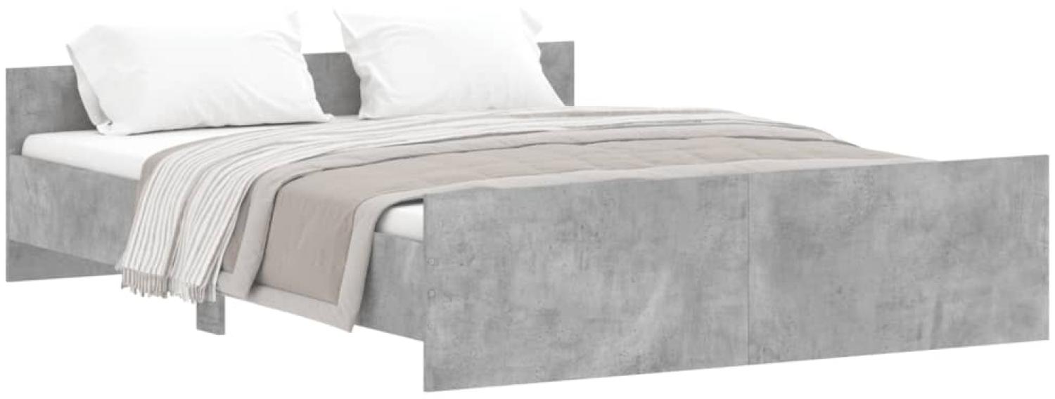 vidaXL Bettgestell mit Kopf- und Fußteil Betongrau, 150x200 cm Bild 1