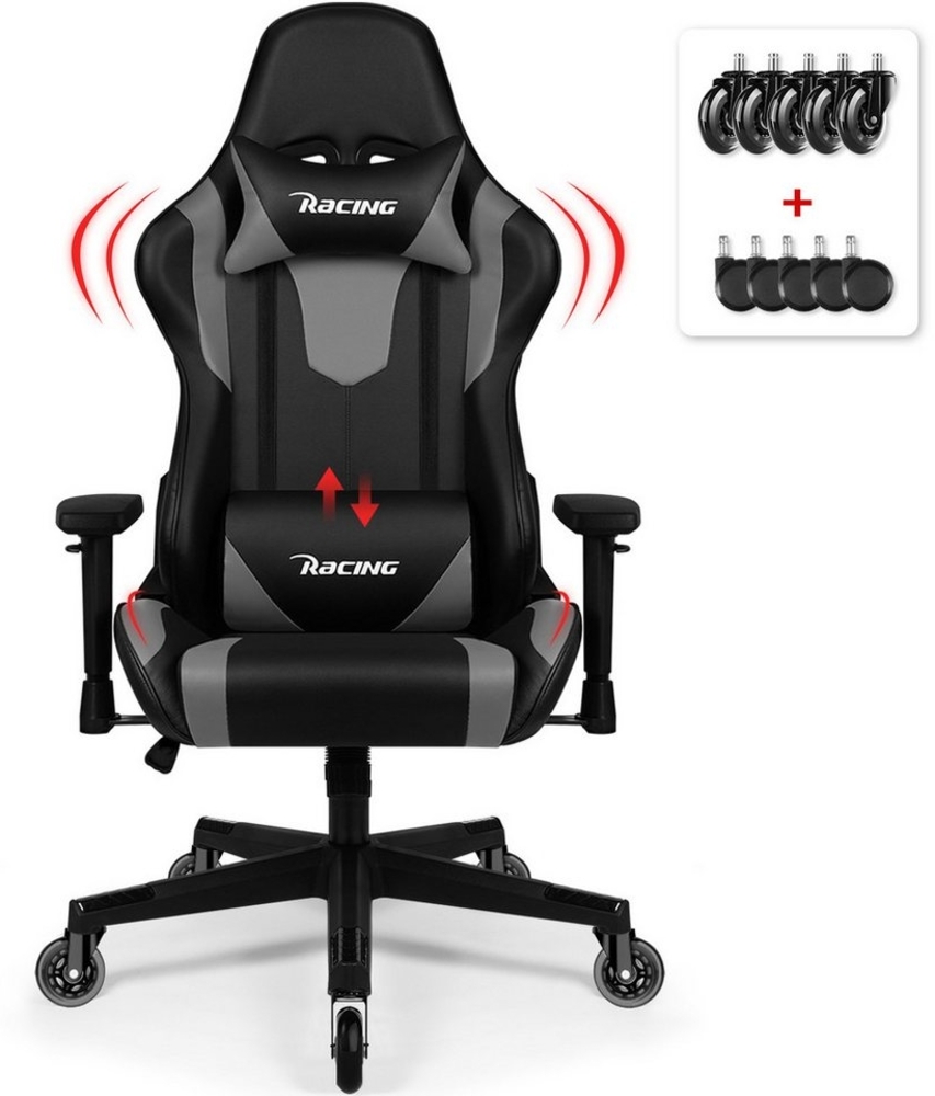 Lexzurn Gaming-Stuhl Gaming Stuhl, Bürostuhl Ergonomisch, Gaming Chair (mit verstellbaren Lendenkissen, Armlehne und Kopfstütze, Gamer Stuhl Bequeme Sitzkissen), Gaming Stuhl 150 kg belastbarkeit Bild 1