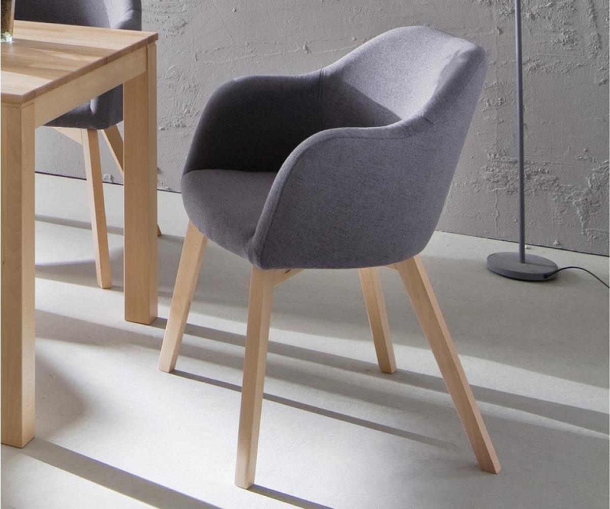 Systemsessel THEO Sessel Stuhl Stoff grau Buche natur Lack Bild 1