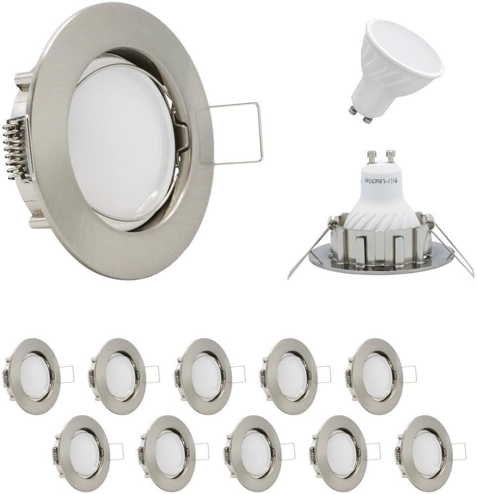 MILI 10er Set Einbauleuchtenn inkl. LED GU10 Leuchmtittel 7W warm weiss 3000K dimmbar12807 Bild 1