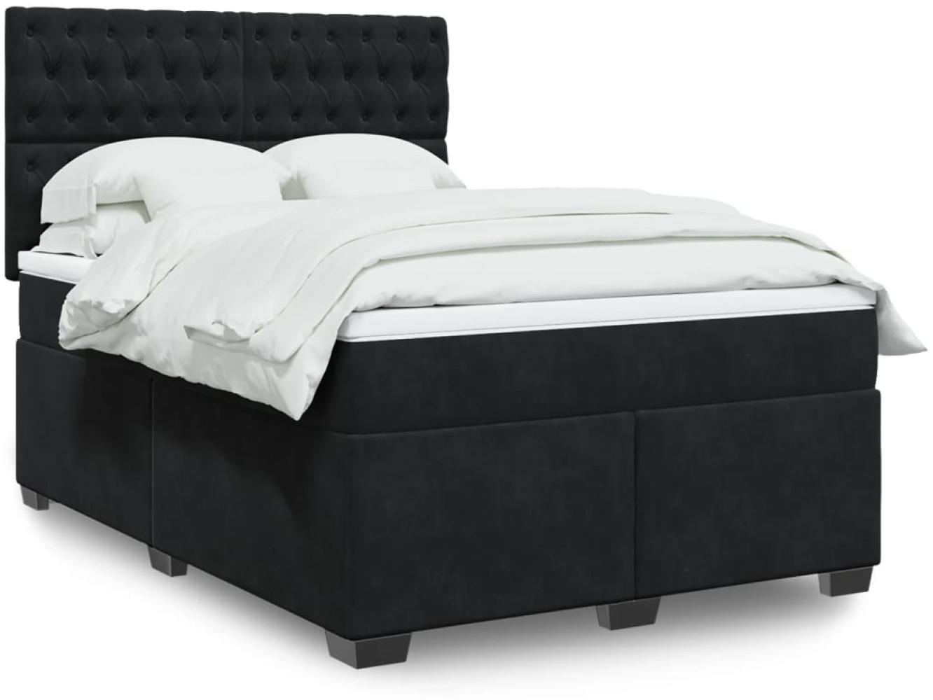 vidaXL Boxspringbett mit Matratze Schwarz 140x190 cm Samt 3290914 Bild 1