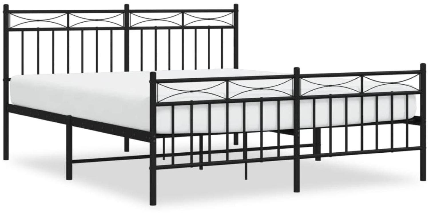 vidaXL Metallbett ohne Matratze mit Fußteil Schwarz 160x200 cm 373712 Bild 1