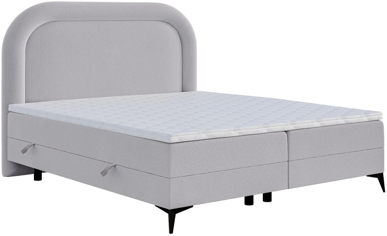 Selsey LOREO - Boxspringbett mit Bettkasten, Chenille-Bezug in Hellgrau, 180x200 cm Bild 1