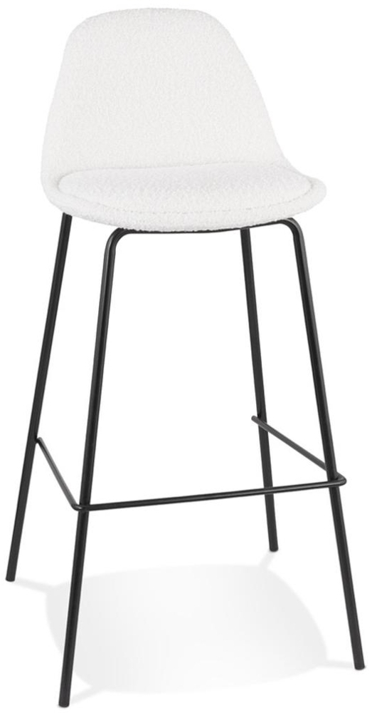 Kadima Design Barhocker Weiß | 75cm Sitzhöhe | Gepolstert Rückenlehne | Fußstütze | Bouclé-Stoff & Metall | Belastbar 120kg Bild 1