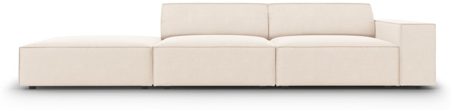 Micadoni 3-Sitzer Links Samtstoff Sofa Jodie | Bezug Light Beige | Beinfarbe Black Plastic Bild 1