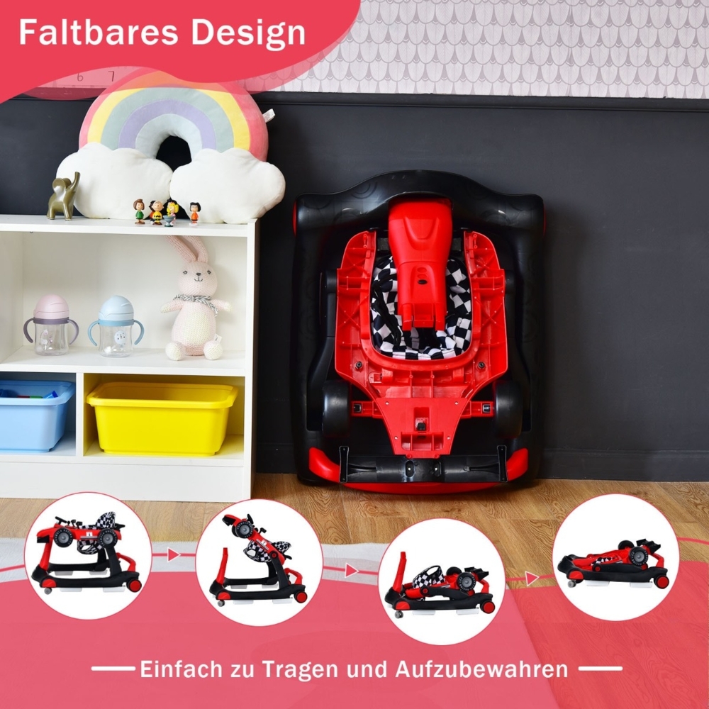 4 in 1 Lauflernwagen klappbarer Lauflernwagen mit einstellbarer Höhe Rot Bild 1