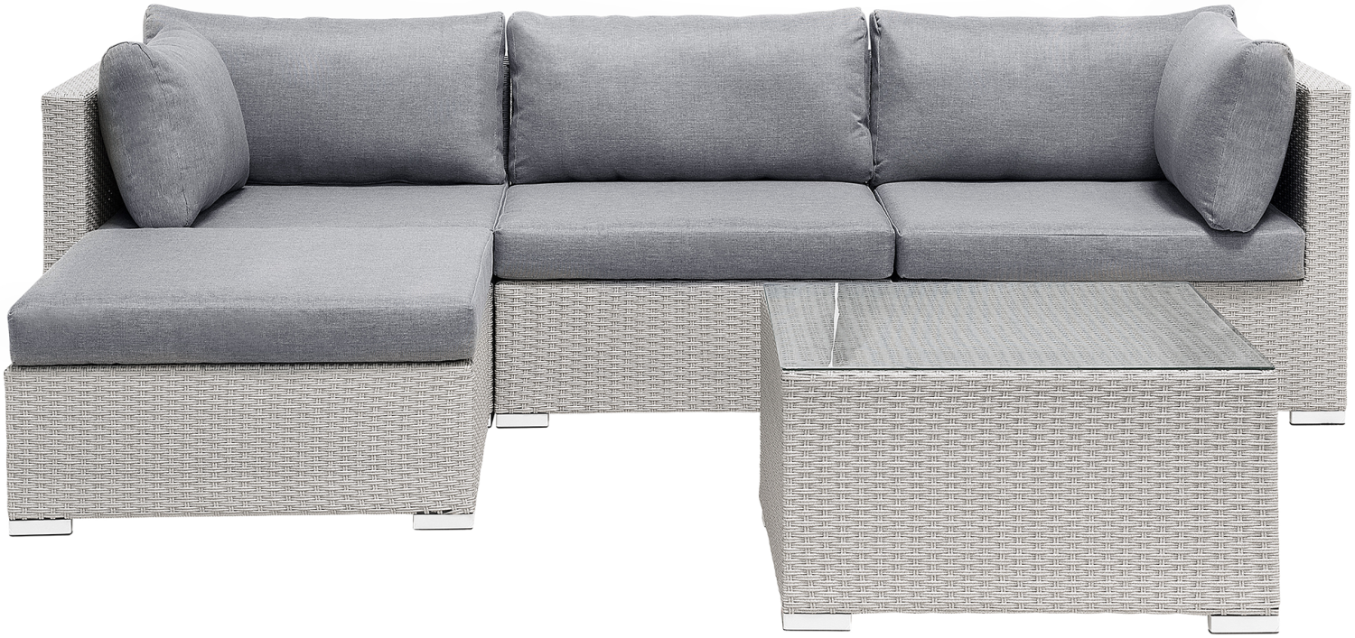 Lounge Set SANO PE Rattan Hellgrau Rechtsseitig Bild 1