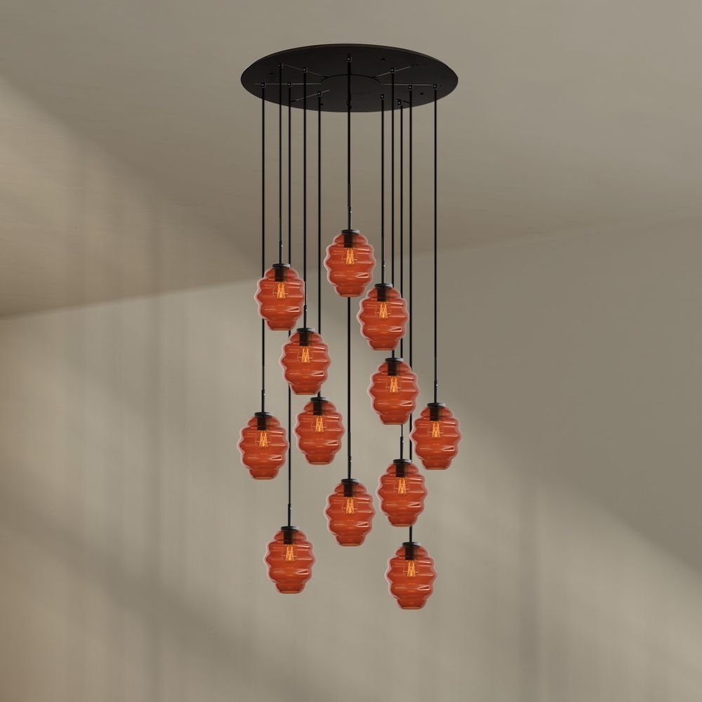 s.luce Echos Galerieleuchte 12-flammig Ø 80cm Baldachin Ø 18cm Braun, Schwarz Bild 1