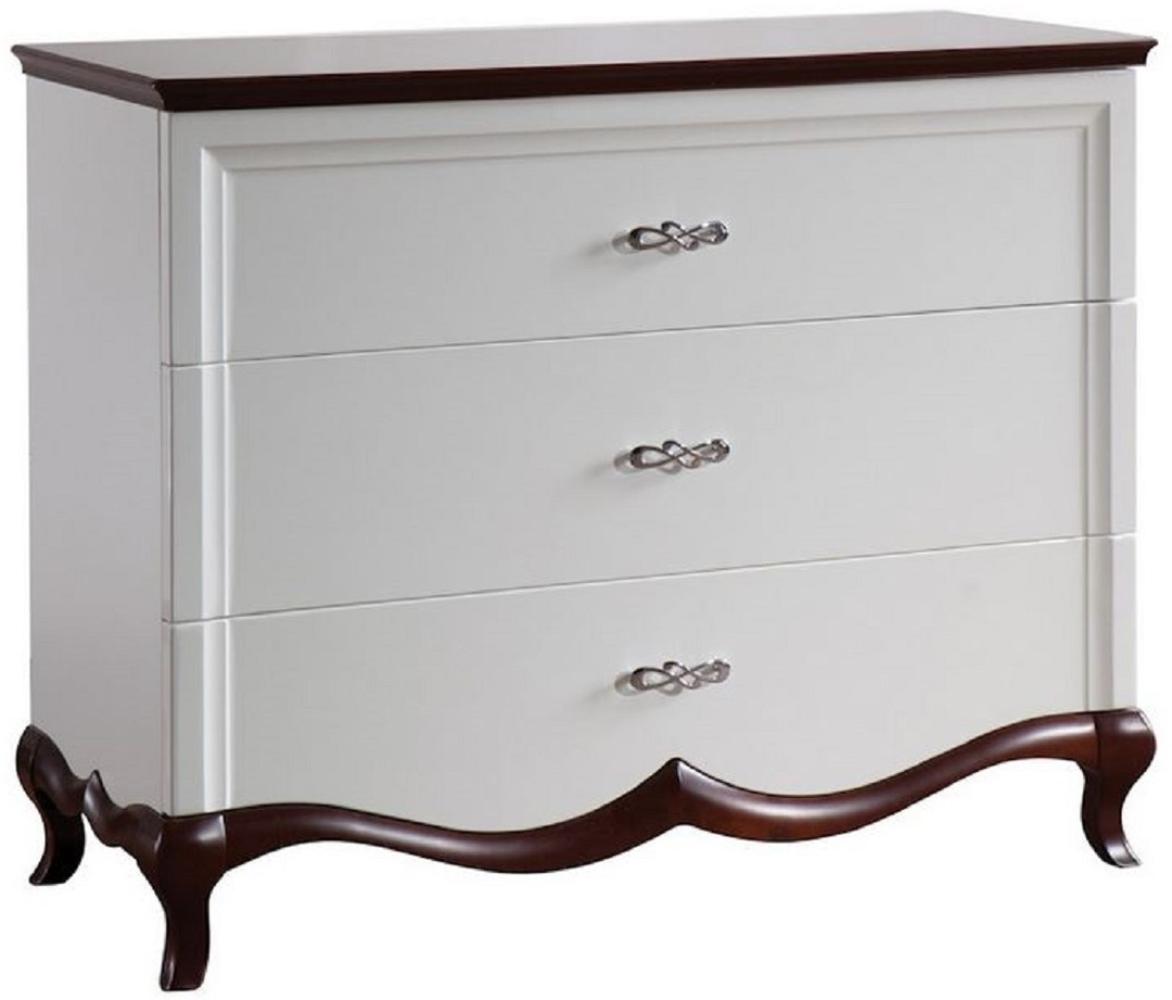 Casa Padrino Luxus Art Deco Kommode mit 3 Schubladen Weiß / Dunkelbraun 114 x 46,5 x H. 90,2 cm - Luxus Qualität Bild 1