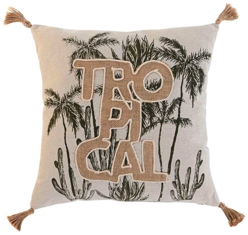 Kissen Home ESPRIT Beige natürlich Tropical Boho 45 x 5 x 45 cm Default Title Bild 1