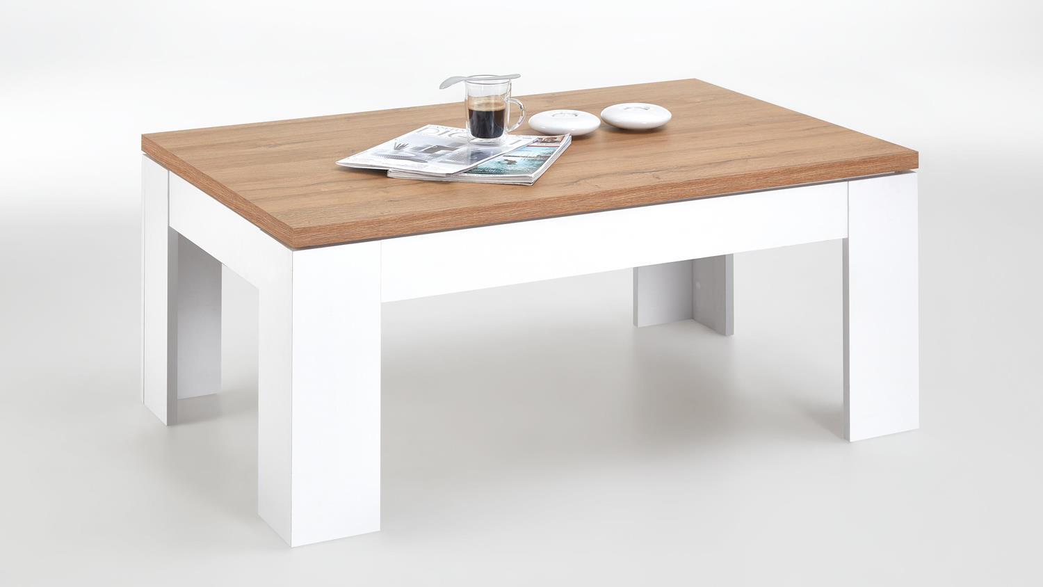 Couchtisch VIBORG 7 Wohnzimmertisch in weiß und Alteiche Bild 1