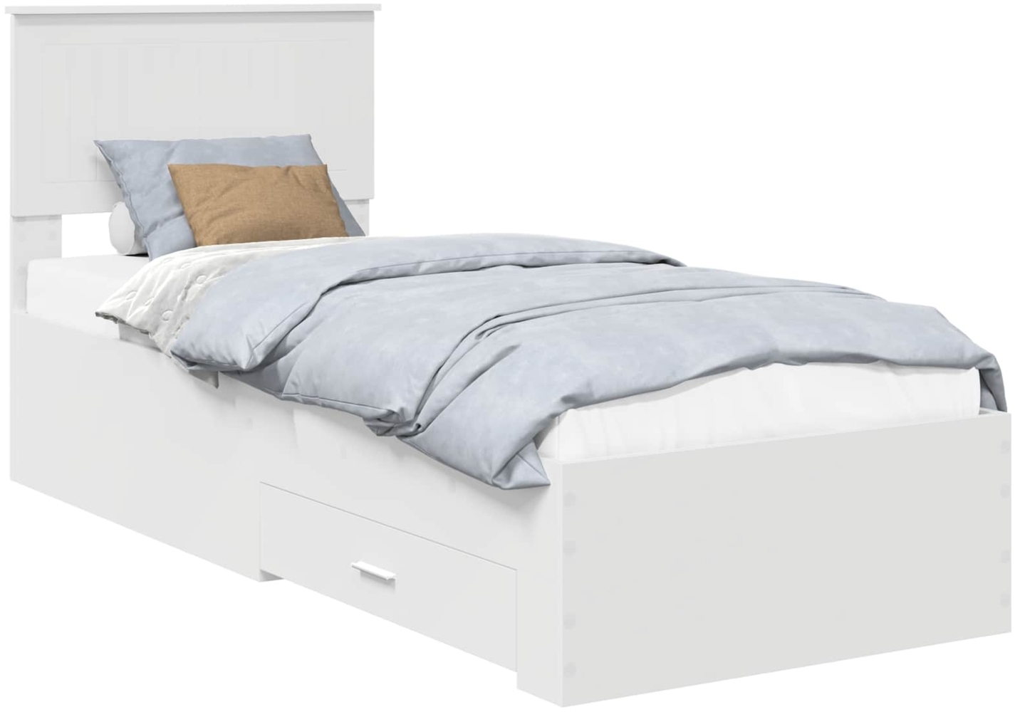 vidaXL Bettrahmen Weiß und Silber 75x190 cm Holzwerkstoff 3410958 Bild 1