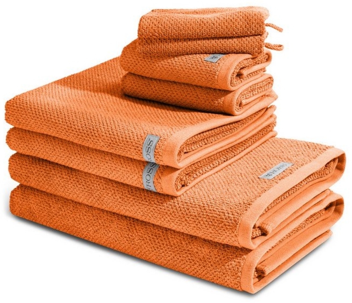 Ross Selection 8 tlg. Frottier-Set - 2 X Handtuch (50 X 100cm), 2 X Duschtuch (70 X 140cm), 2 X Gästetuch (30 X 50cm), 2 X Waschhandschuh (16 X 22cm) - 540 g/m2 - Orange Bild 1