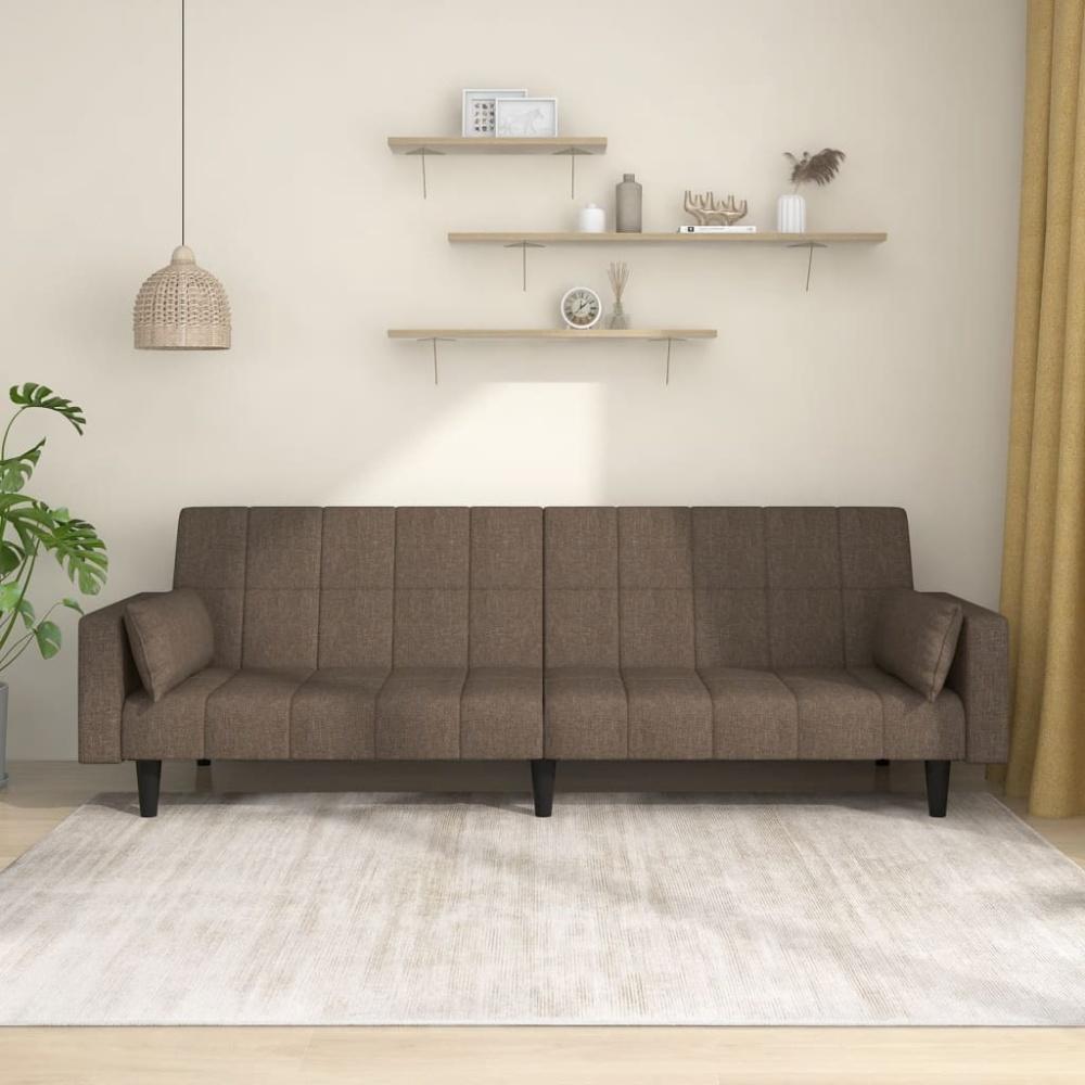 vidaXL Schlafsofa 2-Sitzer mit 2 Kissen Taupe Stoff 375839 Bild 1