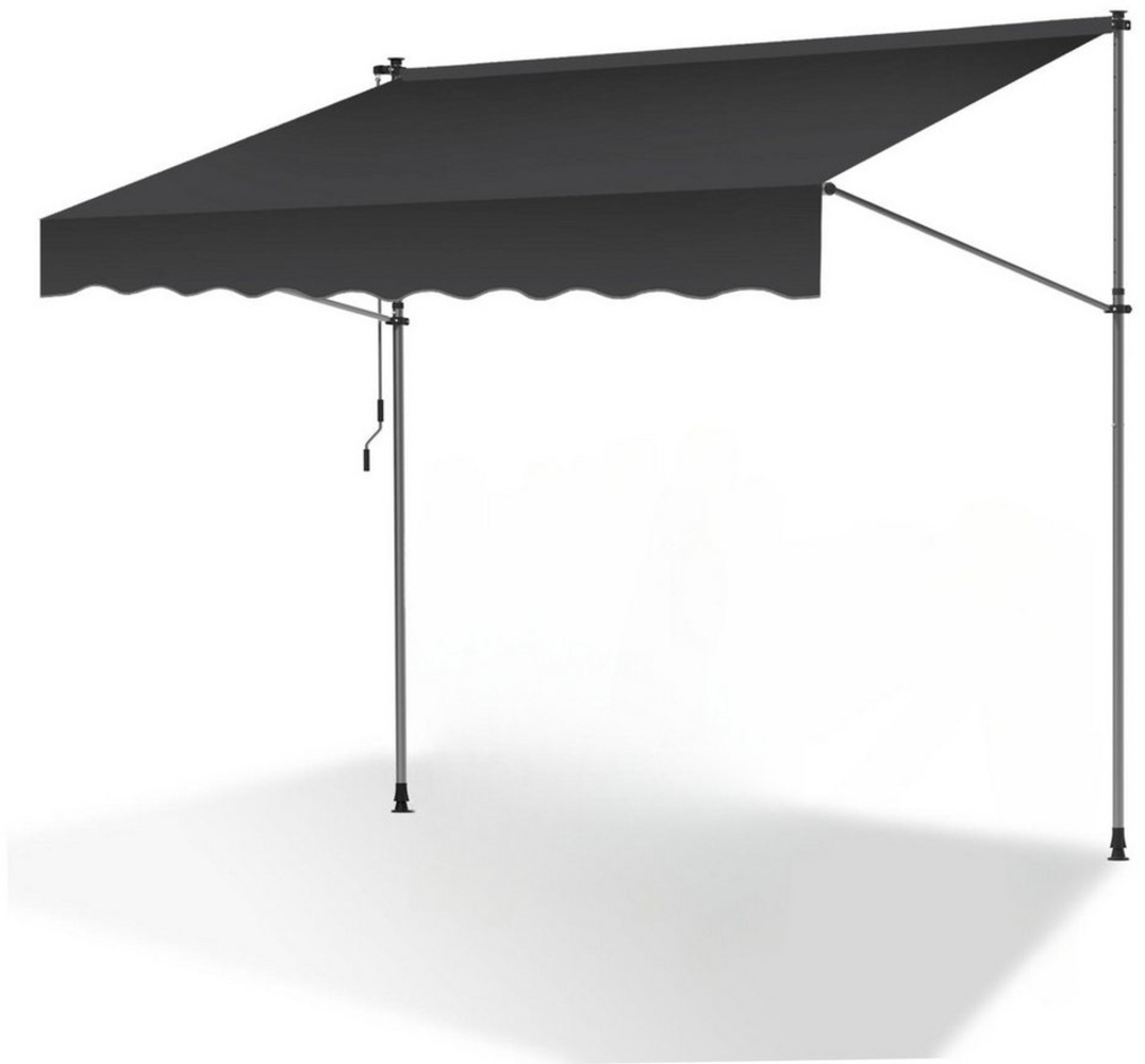 Clanmacy Klemmmarkise Klemmmarkise 200cm Balkonmarkise Markise ohne Bohren Grau Bild 1