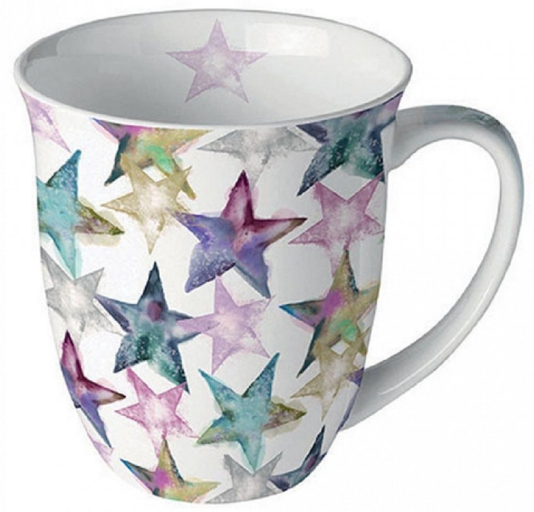 Ambiente Luxury Paper Products Becher Weihnachtsbecher- Silvester - Herbst / Winter Tee - Kaffee Tasse, Porzellan Aquarell, Sterne, Weihnachtssterne, Kollektion, Mug, Weihnachten, Geschenkartikel Bild 1