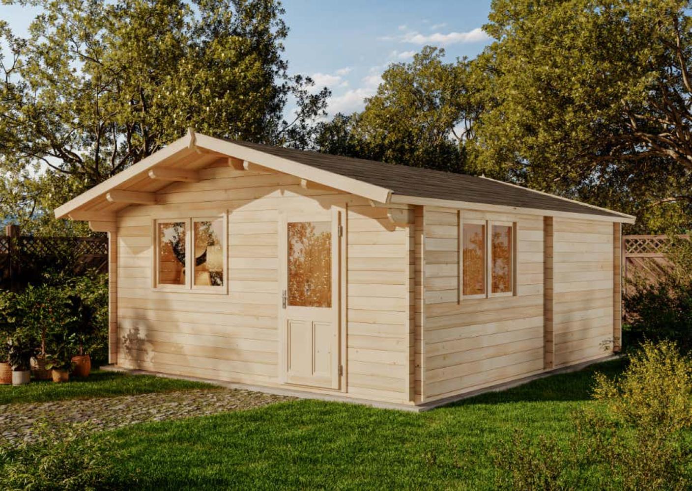 Alpholz Gartenhaus Eko Gartenhaus aus Holz in Braun Holzhaus mit 44 mm Wandstärke Blockbohlenhaus mit Montagematerial Bild 1