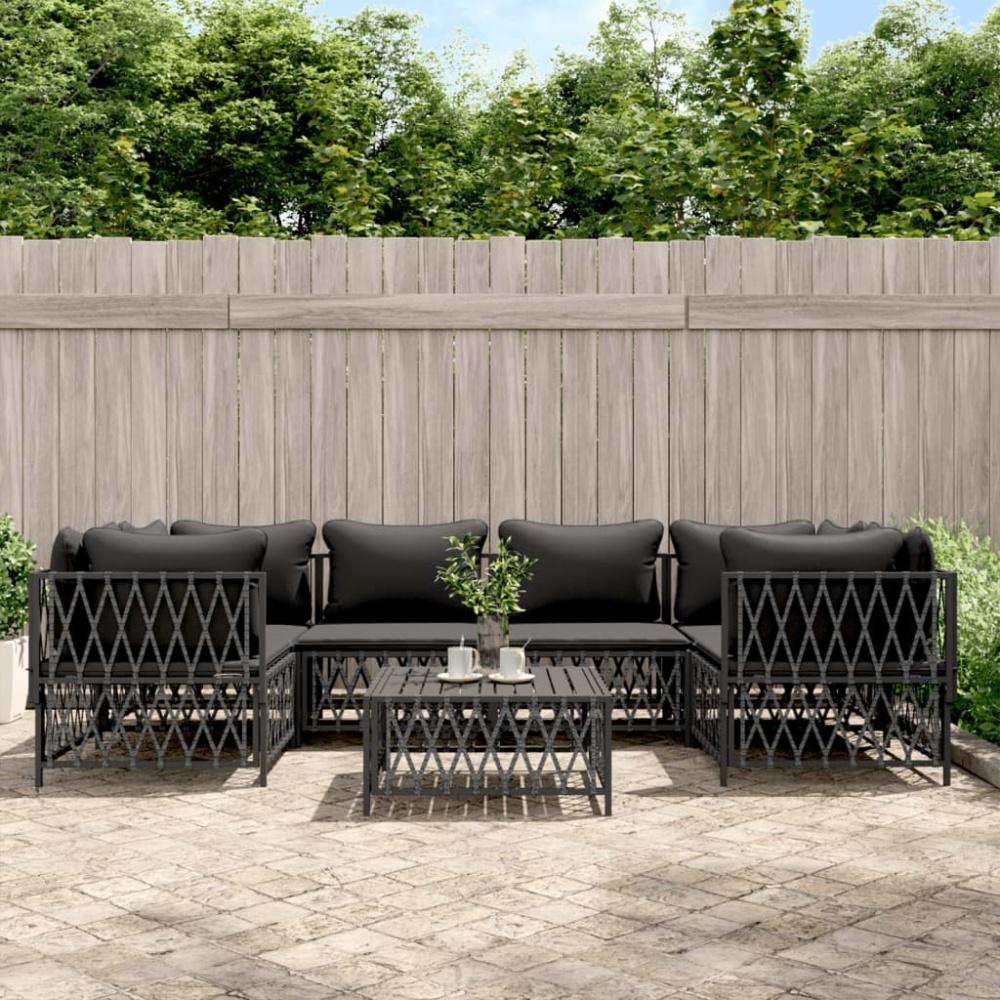 vidaXL 7-tlg. Garten-Lounge-Set mit Kissen Anthrazit Stahl 3186921 Bild 1