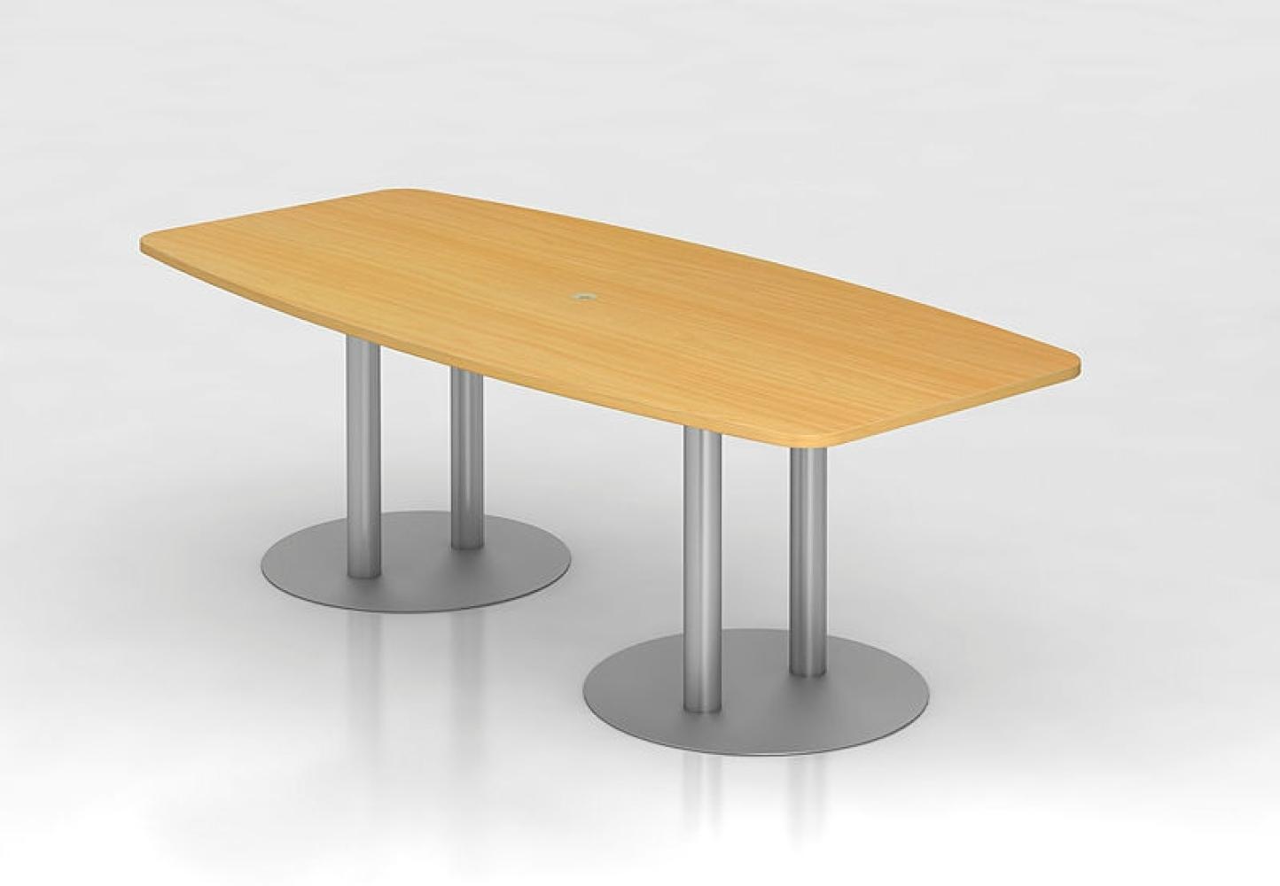 Konferenztisch KT22S 220x105cm Buche Säulenfuße Gestellfarbe: Silber Bild 1