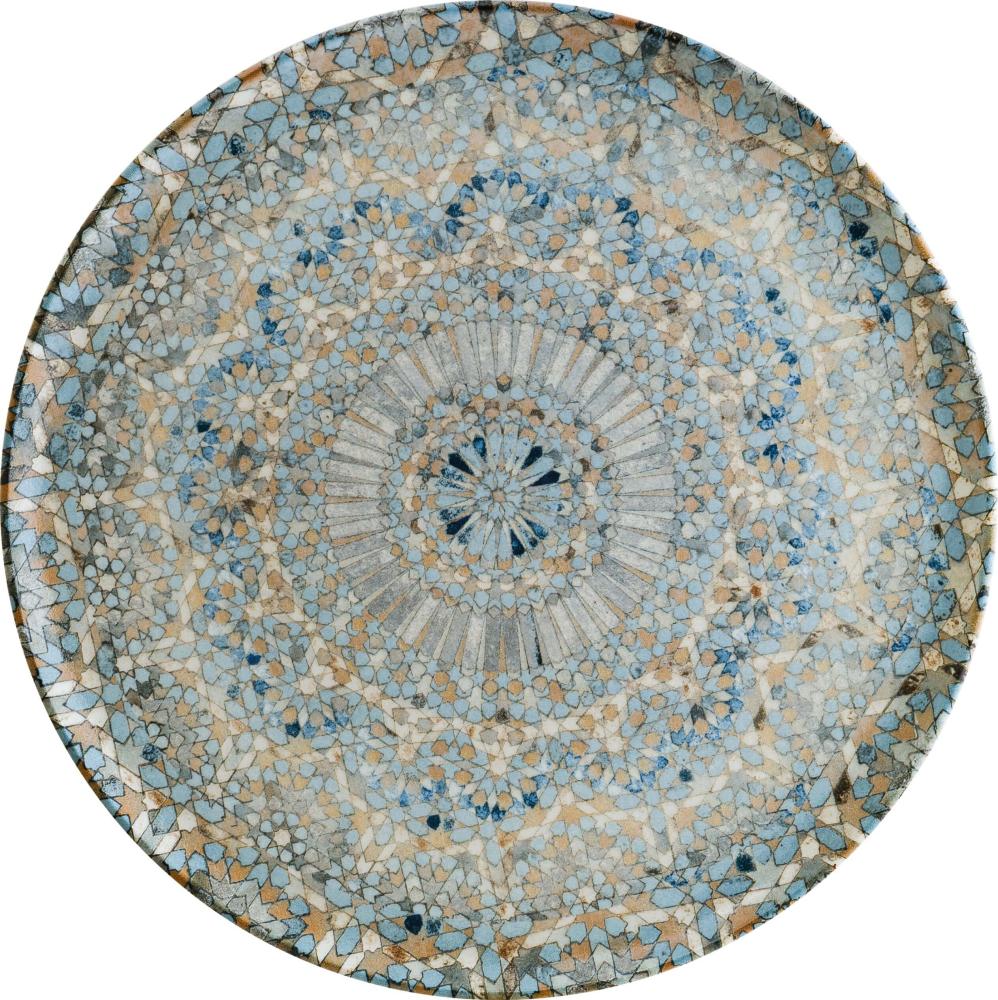 6x Pizzateller flacher Teller rund Tafelgeschirr Porzellan Blau Braun Beige Bonna Luca Mosaic Gourmet 32cm Bild 1