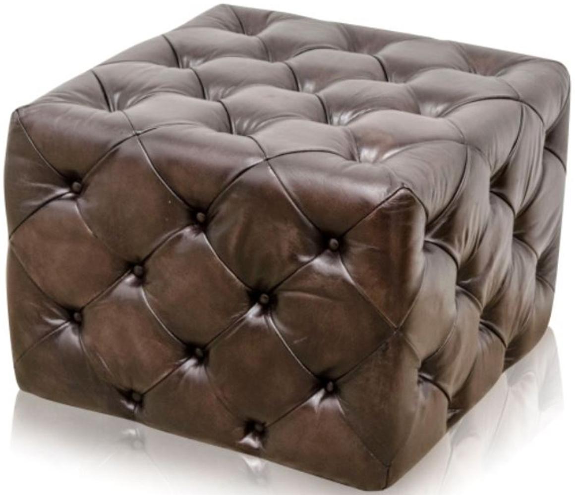 Casa Padrino Luxus Echtleder Fußhocker Rotguss 64 x 64 x H. 46 cm - Chesterfield Möbel Bild 1