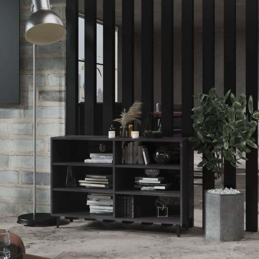 vidaXL Sideboard Hochglanz-Grau 103,5 x 35 x 70 cm Spanplatte, Füße schwarz Bild 1