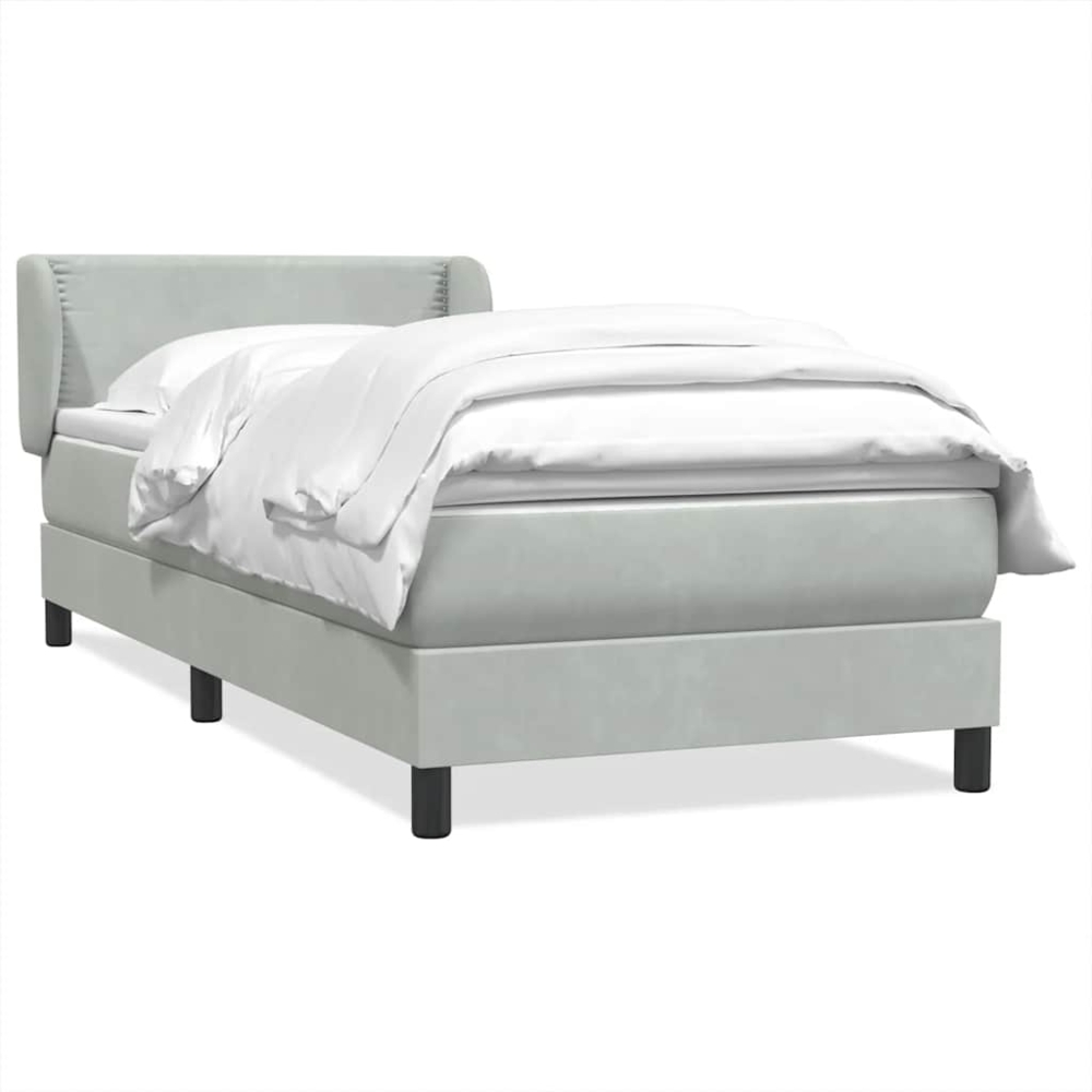 vidaXL Boxspringbett mit Matratze Hellgrau 90x220 cm Samt 3317469 Bild 1