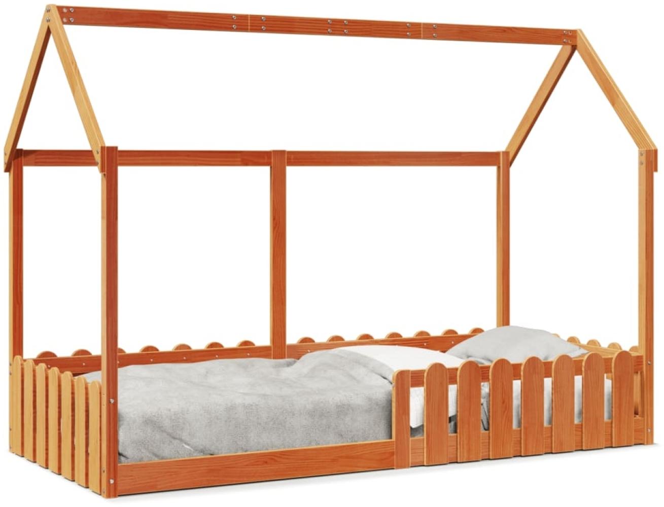 vidaXL Kinderbett Hausbett Wachsbraun 90x190 cm Massivholz Kiefer 850694 Bild 1