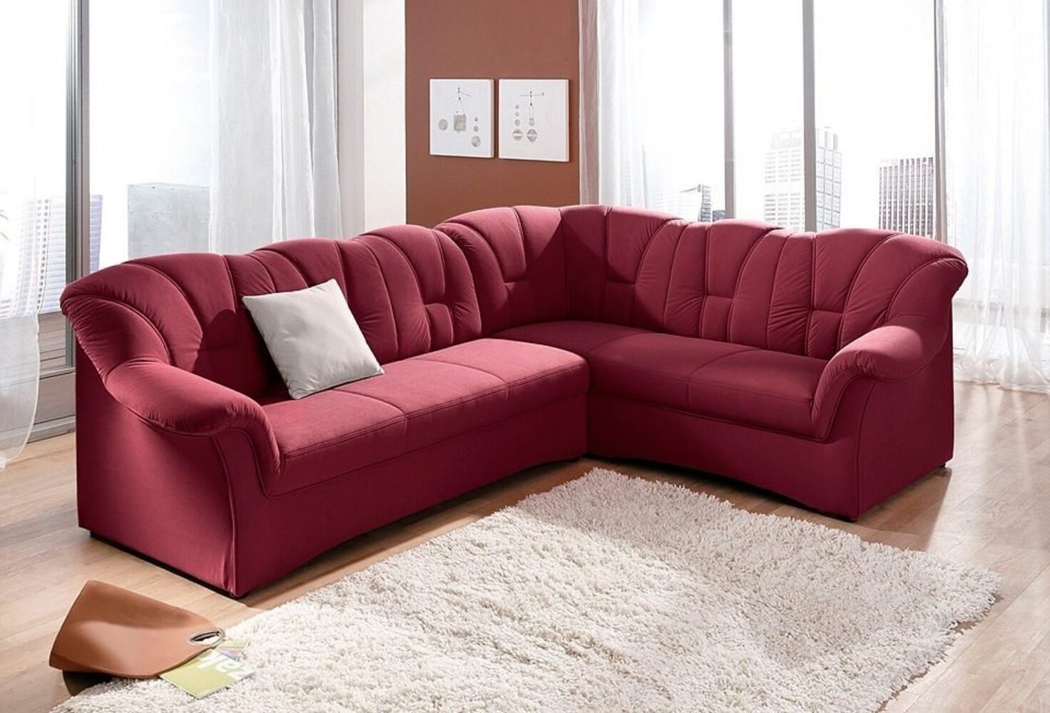 DOMO collection Ecksofa Papenburg B/T/H: 242/190/84 cm L-Form, wahlweise mit Bettfunktion, Langer Schenkel links oder rechts Bild 1