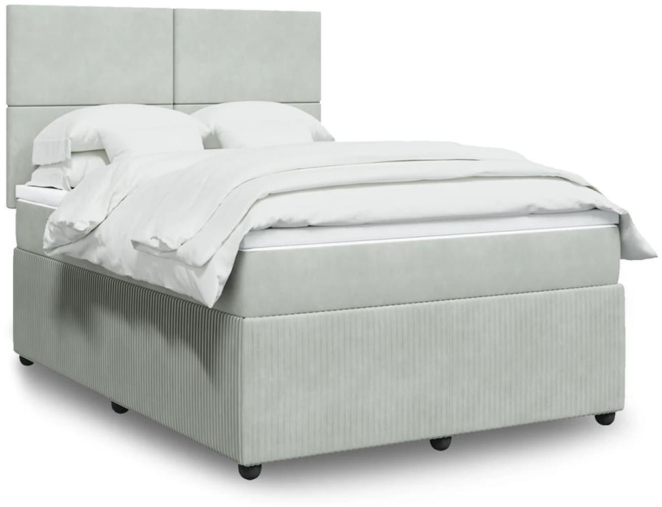 vidaXL Boxspringbett mit Matratze Hellgrau 160x200 cm Samt 3294676 Bild 1