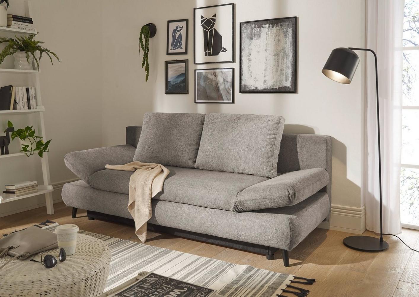 SUNNY Bequemes Schlafsofa mit Bettkasten, Taupe - Ausziehbares Sofa mit Schlaffunktion - 212 x 76 (88) X 101 cm (B/H/T) Bild 1