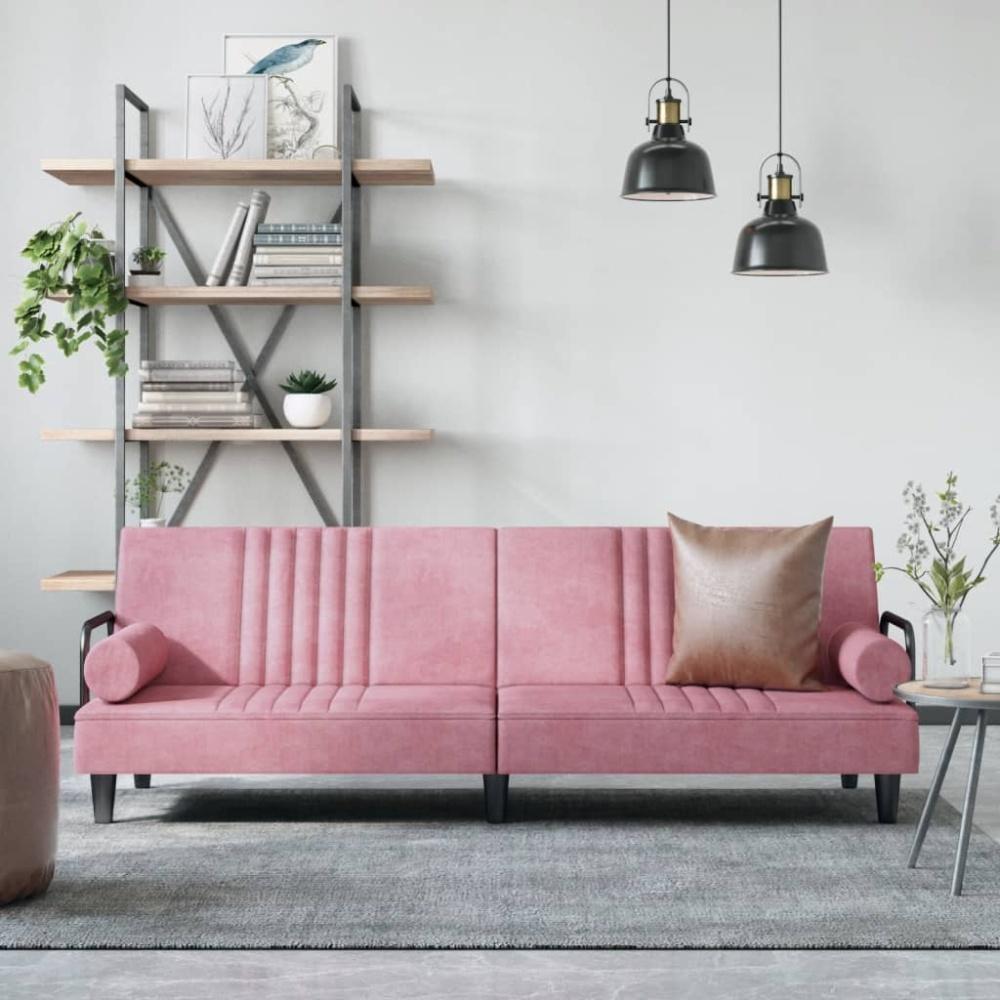 vidaXL Schlafsofa mit Armlehnen Rosa Samt Bild 1