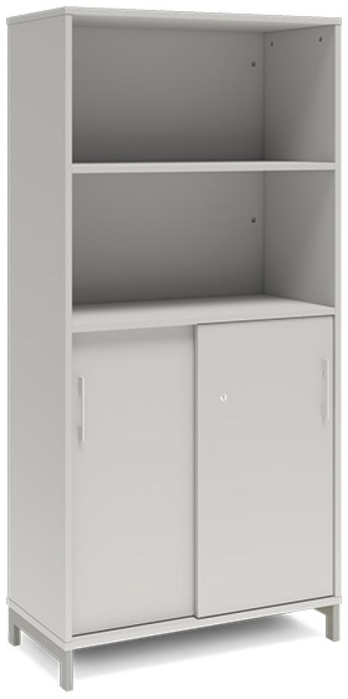 Büroschrank DNA 800x1660 mm Hellgrau/Schwarz Schiebetür 4A4 Bild 1