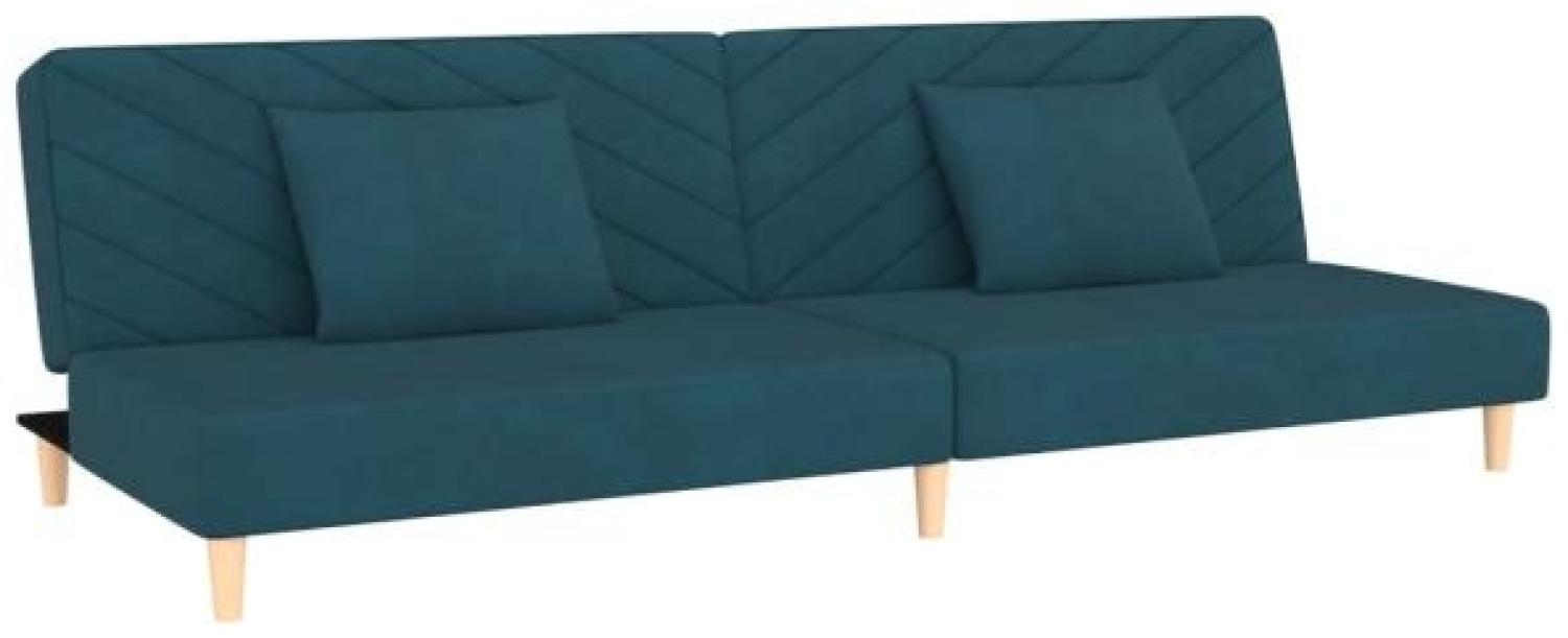 vidaXL Tagesbett 2-Sitzer mit 2 Kissen Blau Samt [337616] Bild 1
