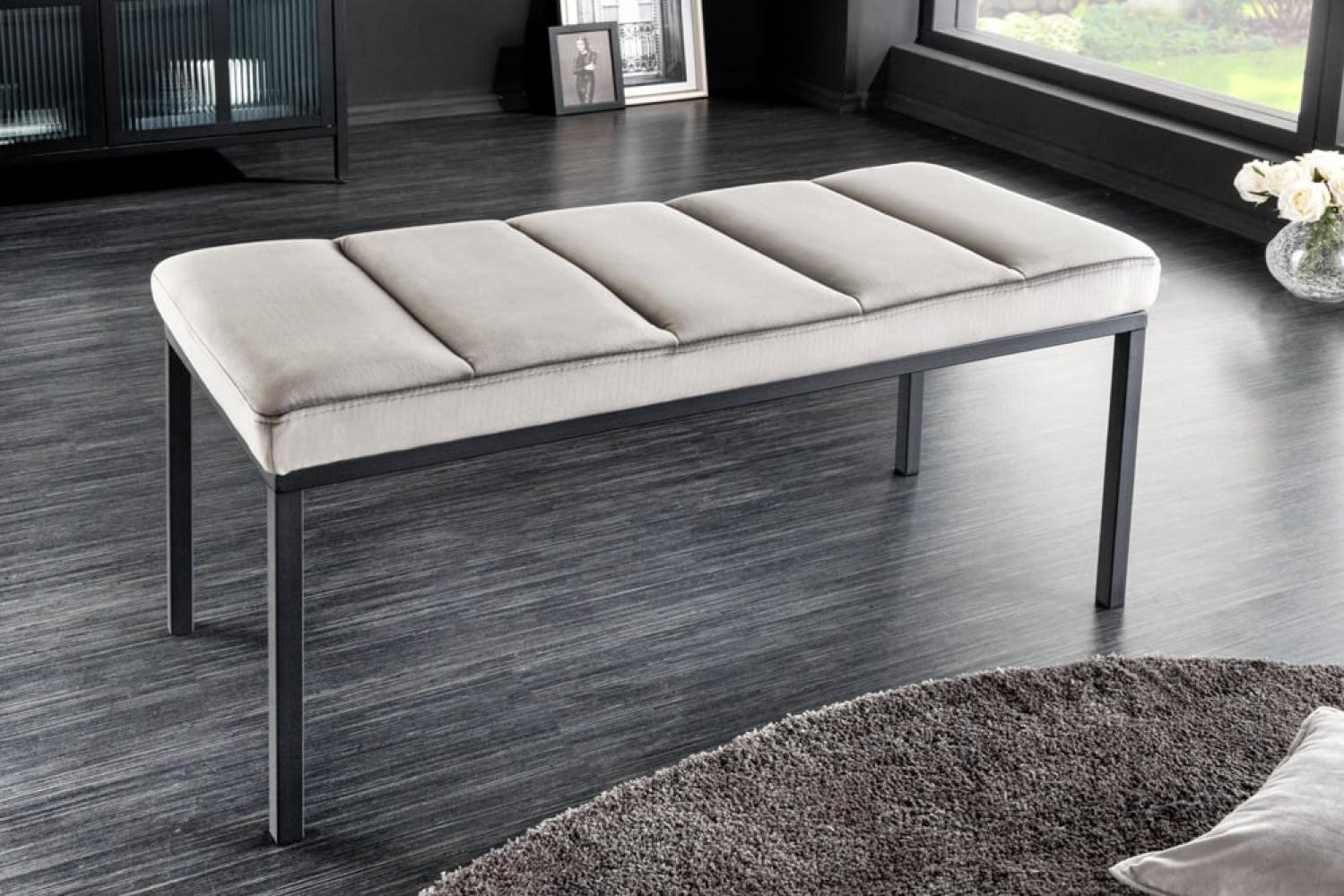 Elegante Sitzbank PLANO 80cm grau Samt schwarzes Gestell Bild 1